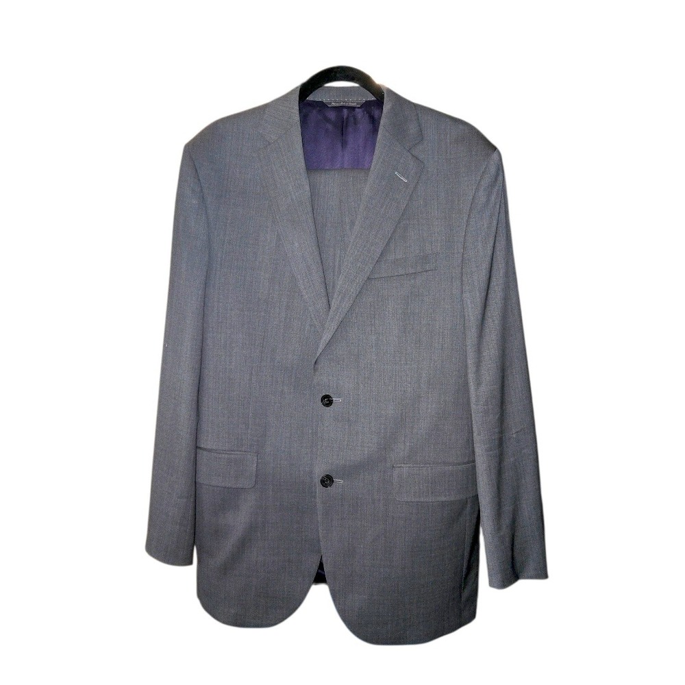 Jack Victor Suit Mens 42L 33R Gray Wool Super‎ 130s Performance Stretch Canada